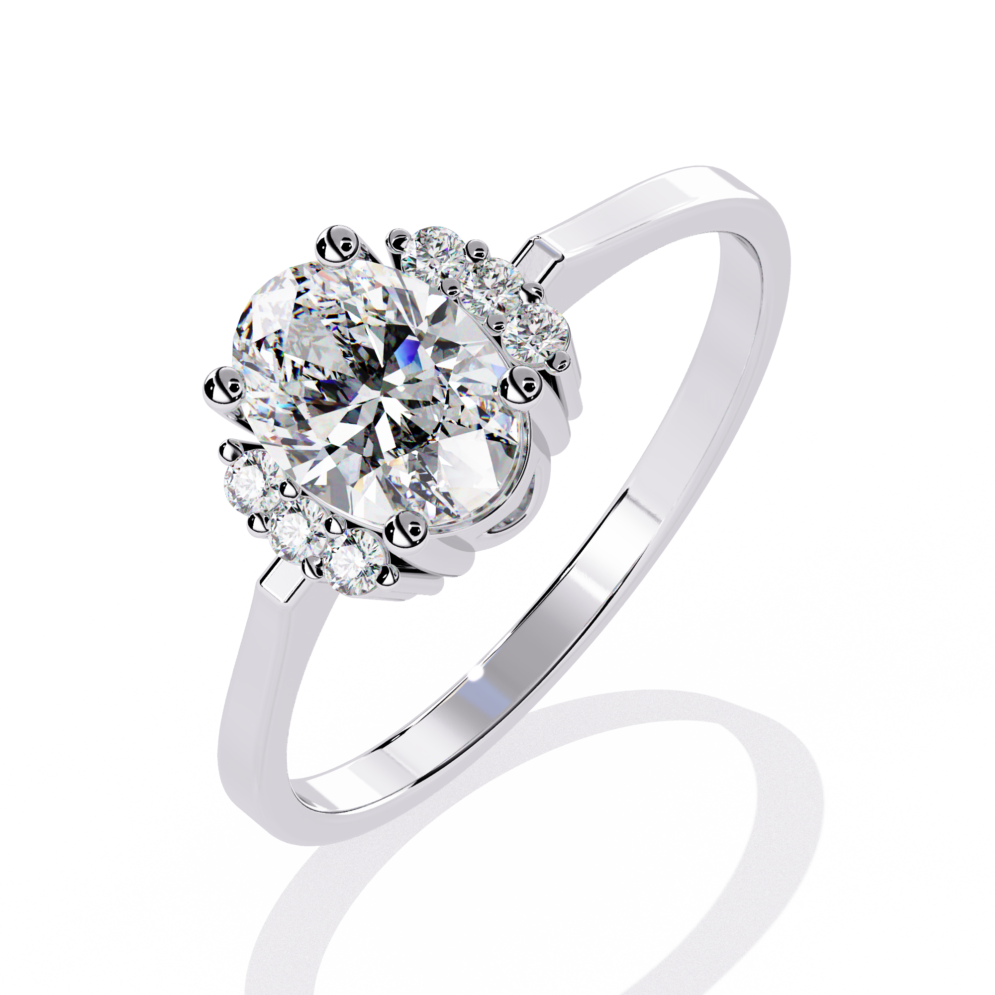 Solitairekart-0.72 CT Lab Grown Oval Halo Cluster Diamond Ring in 14K Yellow Gold